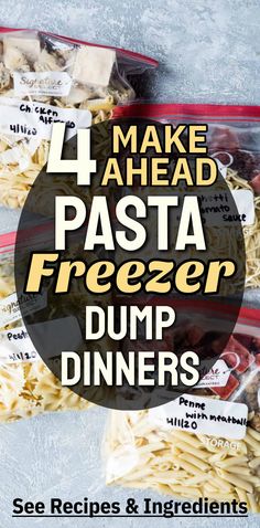 Freezer Skillet Meals, Pasta Freezer Meals, Freezer Pasta, Pasta Dump, Batch Cooking Freezer, Freezer Bag Meals, Bag Meals