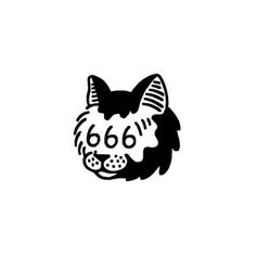 a black and white drawing of a dog's head with the number 666 on it