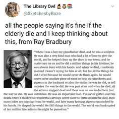 an article about the life and times of ray bradbury, author of the library owl