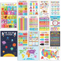 the solar system poster set includes posters, magnets and stickers to help students learn numbers