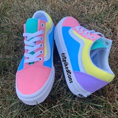 Unicorn Colored Custom Old Skool Vans Kids/Adults Men Women | Etsy Womans Vans, Purple Vans, Old Skool Vans, Custom Painted Shoes