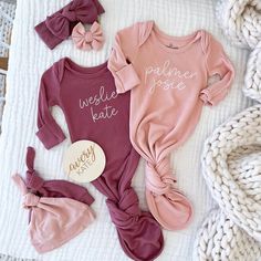 personalized knot gown sweet waffles script Going Home Outfit For Baby Girl, Sweet Waffles, Baby Going Home Outfit, Coming Home Outfit Baby Girl, Girl Coming Home Outfit, Personalized Newborn, Girls Coming Home Outfit