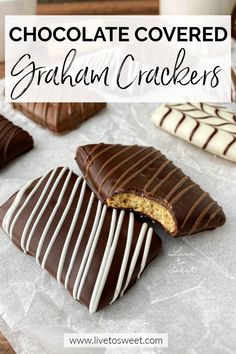 chocolate covered graham crackers on a table