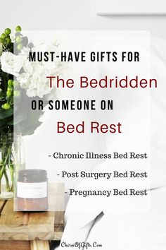 Finding the perfect gift for a loved one who is bedridden post surgery, on mandatory bed rest due to pregnancy or suffering from a chronic condition that has them on bed rest seems arduous but you are at the right place! I have created a list of gift ideas that are practical and show your love and support for your loved one. These gift ideas will brighten their day and uplift their spirits. Which is exactly what they need! Bed Rest Care Package, Bed Rest Activities, Bed Rest Pregnancy, Post Surgery Care Package, Surgery Care Package, Post Surgery Gift, Get Well Baskets, Surgery Recovery Gift, List Of Gift Ideas