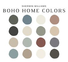 the color scheme for shewin williams's boho home colors is shown in different shades