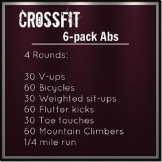 the crossfit 6 - pack abs workout plan is shown in black and white