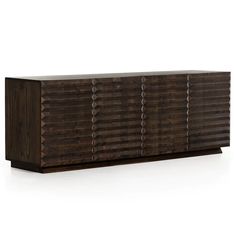 the sideboard is made out of wood and has an unusual pattern on it's sides