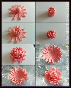 Kue Fondant, Cake Decorating Flowers, Sugar Paste Flowers, Sugar Flowers Tutorial, Fondant Flower Tutorial, Fondant Rose, Polymer Clay Flower Jewelry, Fondant Tutorial, Gum Paste Flowers