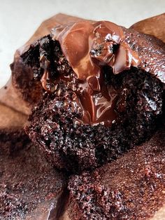 a close up of a chocolate cake on a plate