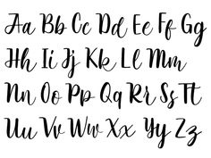 the upper and lower case of an english cursive alphabet, in black ink