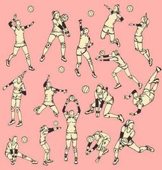 an image of people playing volleyball set on pink background stock photo - 957982