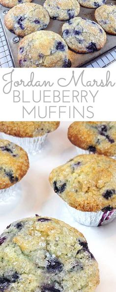 blueberry muffins sitting on top of a white countertop next to each other