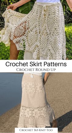 the crochet skirt pattern is shown in two different sizes