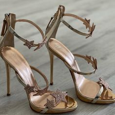 Worn One Time Harmony Star Rose Gold Sandals. Rose Gold Sandals, Zanotti Shoes, Giuseppe Zanotti Shoes, Gold Sandals, One Time, Giuseppe Zanotti, Shoes Women Heels, Shoes Heels, Size 7