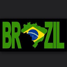 the brazil flag is shown on a black background with green lettering that reads brezil