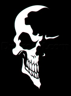 a white skull on a black background