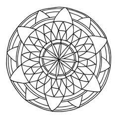 a black and white drawing of a flower in the middle of a circular design on a white background