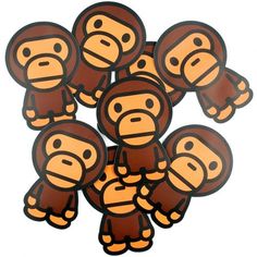 monkey stickers are arranged in the shape of four