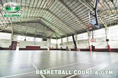 an indoor basketball court with the words basketball court and gym