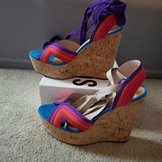 Reposhing This Item I Purchased From @Tashtea. Loved It, But Ready To Rotate For Something New. Questions? Leave A Comment Below! Schultz Shoes Heels, Schultz Shoes, Womens Shoes Wedges, Cork Wedge, Wedge Heels, Something New, New Color, Fashion Clothing, Color Blue