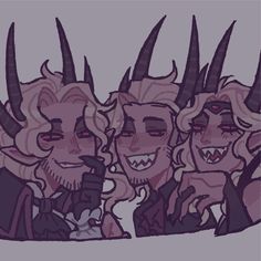 an image of three devil men with horns on their heads