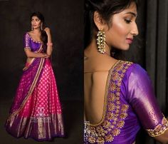 Benaras Half Sarees, Langa Voni Blouse Designs, Half Saree Blouse Designs, Keep Me Stylish