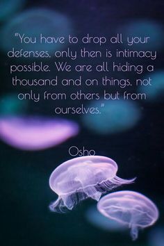 a jellyfish floating in the water with a quote on it