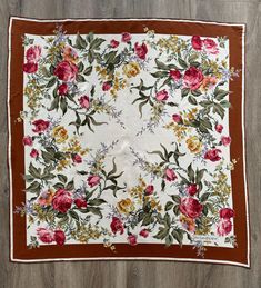 Yves Saint Laurent Silk Scarf YSL 100% Authentic 100% Silk Size: 80x78 cm Great condition, has 2 little nuance, look at pictures Floral Silk Scarf, Floral Vintage, Silk Scarf, Scarf Wrap, Yves Saint Laurent, Scarf Accessory, Ukraine, Saint Laurent, Silk