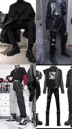 Grunge Punk Outfits Men, Punk Outfits Men, Goth Outfits Men, Grunge Punk Outfits, Emo Goth Aesthetic, Yoji Yamamoto, Rockstar Bf, Punk Clothing, Punk Inspiration