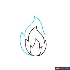 a drawing of a fire with blue lines