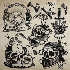 a bunch of tattoos on a piece of paper