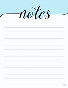 a notepad with the words notes written in cursive writing, and a blue background