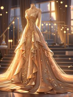 Dawn Court Fashion, Aesthetic Royal Dress, Royal Dresses Drawing, Fantasy Dress Queens Goddesses, Fantasy Dresses Aesthetic, Dresses Fantasy Fairytale, Dawn Court Dress, Royal Fantasy Dress, Fantasy Royalty Clothes