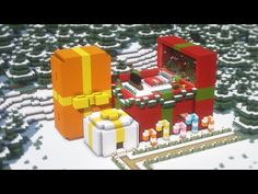 an image of a lego christmas scene with presents