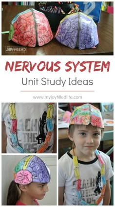 a collage of photos with the words nervous system on it and an image of a child's head