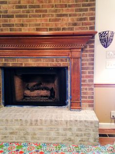 a brick fireplace with an old fashioned fire place