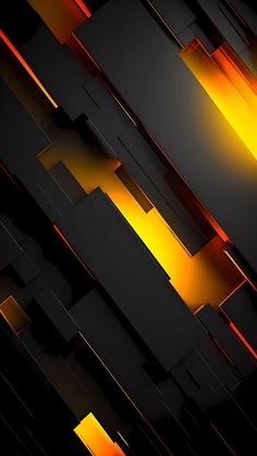 an abstract black background with orange and yellow lines in the center on top of each other