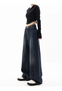 Maximizing comfort. a unique pair made to balance style and comfort. DETAILSMaterial: Cotton, PolyesterClosure Type: Zipper Fly Women Wide Leg Jeans, Y2k Fashion Outfit, 90s Boyfriend, Pants Korean, Jeans Streetwear, Straight Fit Pants, Fall Pants, Baggy Denim, Female Clothes