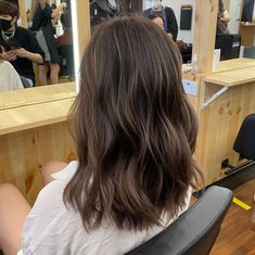 Brown Hair Inspiration Short, Balayage Medium Length Hair Asian, T Bar Highlights Hair Brown, Dark Brunette Honey Highlights, Brunette Balayage Neutral, Asian Short Balayage Hair, Short Brown Hair With Dark Highlights, Brown Highlighted Hair Short, Darkish Brown Hair With Highlights