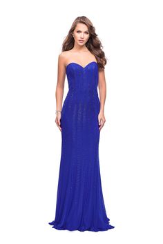 Alluring column strapless gown with a sweetheart neckline. Featuring sparkling vertical striped beading and an open back. Back zipper closure. Please review size chart for measurements of each La Femme size option. Fabric: Beaded Length (hollow to hem): Approx 60 inches Style: Beaded, Long Dresses, Open Back, Strapless, Sweetheart, Column Top Prom Dresses, Gigi Style, Prom Dress Styles, Long Sleeve Sequin, Prom Dresses Online, Tulle Gown, Strapless Gown, Gowns Online, A Line Gown