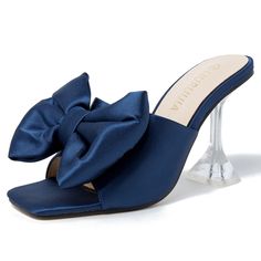 PRICES MAY VARY. 【Women's Bow High Heel Sandals】: Fashionable satin bow high heel sandals, with triangle cup heel and open back design, rubber sole, and high-quality vegan material. 【Women's Open Toe Mid-Heel Sandals】: Summer formal shoes with sturdy outsole and cushioned insole to ensure comfort while walking and standing all day. 【Women's Elegant Slip-On Sandals】: lack/Nude/Red/Pink/Blue/Hot Pink/Green，Wedding mule sandals with the perfect mid-heel length to elongate your legs and provide stab Summer Wedding Guest Heels With Wrapped Heel, Satin Sandals For Summer Events, Satin High Heels For Cocktail Occasions, Satin High Heel Cocktail Shoes, Summer Satin Round Toe Heels, Satin Party Sandals With Pointed Toe, Satin Sandals With Pointed Toe For Party, Summer Satin Heels For Events, Spring Cocktail Satin Heels