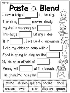 a worksheet with words and pictures on it