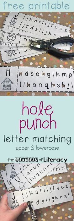 Work on letter recognition skills with this upper and lowercase letter matching hole punch activity, which includes a free printable. It's great for building hand strength and fine motor skills too! #lettermatching #alphabet #letters #finemotor #finemotorskills #literacy #kindergarten #preschool #prek Kindergarten Letters, Abc Activities, Kindergarten Centers, Lowercase Letter, Preschool Literacy, Letter Matching, Preschool Letters, Letter Activities, School Supply