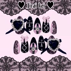 Jirai Kei Nails Girly Kei Japanese Nail Art Kawaii Nails Etsy Jirai Kei Nails, Japanese Nail Art Kawaii, Nails Girly, Girly Kei, Medium Stiletto, Lace Wallpaper, Japanese Nail, Jirai Kei