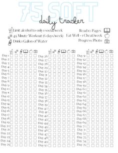 the 75 - hard daily tracker is shown in this printable version for adults and children