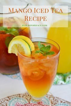 two glasses filled with iced tea on top of a table