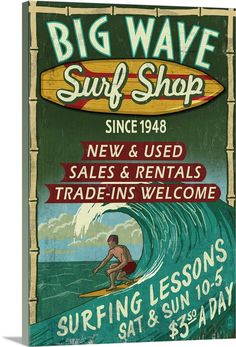 an advertisement for a surf shop