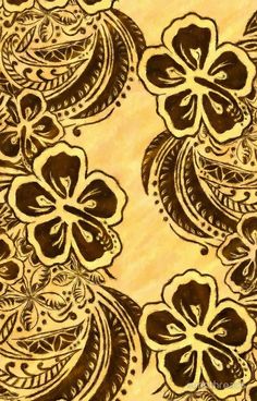 an image of a flower pattern on a piece of paper that is yellow and brown