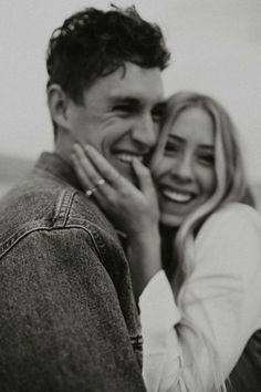 black and white photograph of a couple smiling