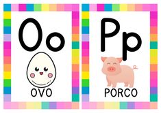 two pictures with different animals on them and the letters o, p, and o